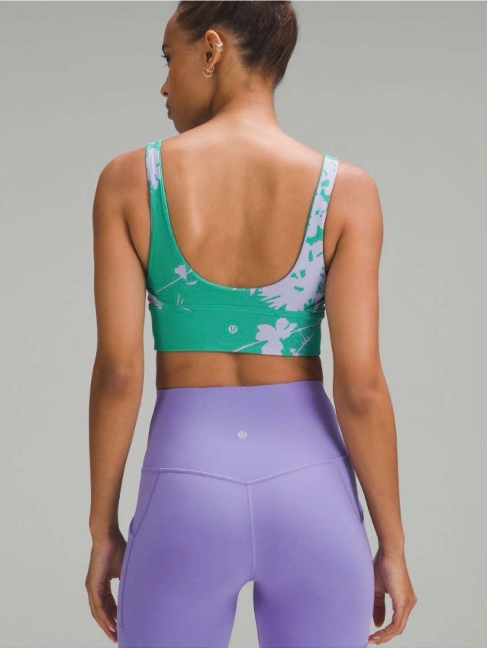 Lululemon Align Bra,A/B Cup BLOSSOM SILHOUETTE MAX Lilac Smoke Kelly Green 6 - Picture 3 of 10